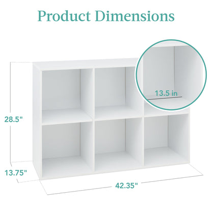 6-Cube Bookshelf, 13.5in Storage Display w/ Removable Panels, Customizable