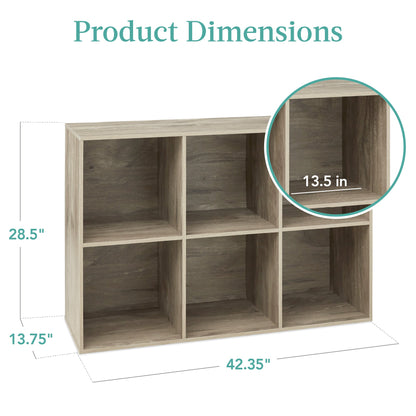 6-Cube Bookshelf, 13.5in Storage Display w/ Removable Panels, Customizable