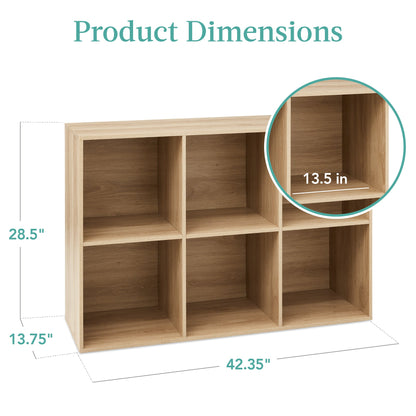 6-Cube Bookshelf, 13.5in Storage Display w/ Removable Panels, Customizable