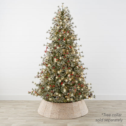 Pre-Lit Semi-Flocked Artificial Cashmere Pine Christmas Tree w/ Metal Stand