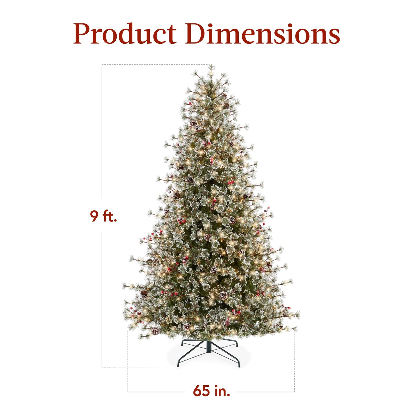 Pre-Lit Semi-Flocked Artificial Cashmere Pine Christmas Tree w/ Metal Stand