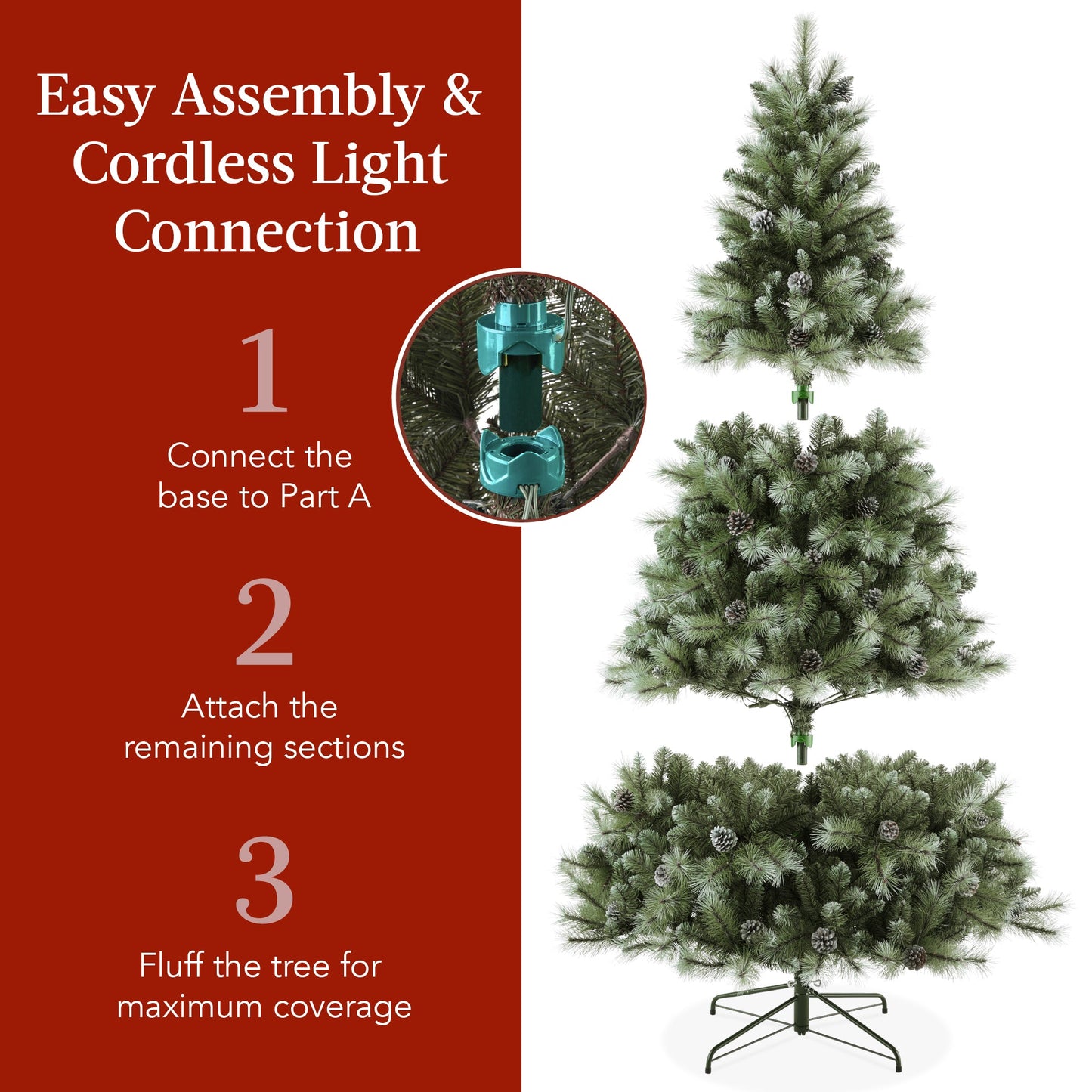 Pre-Lit Frosted Artificial Scotch Pine Christmas Tree w/ Metal Stand