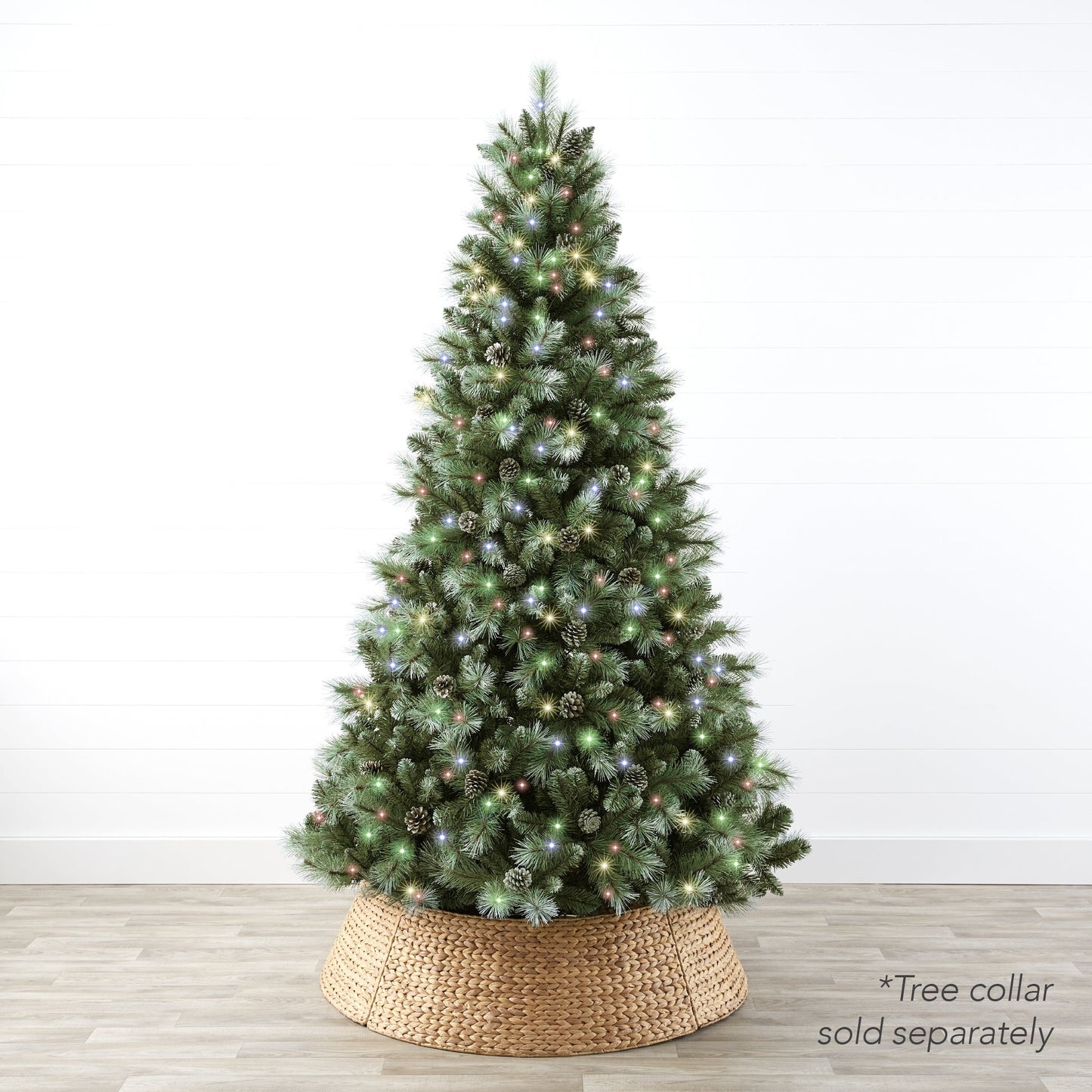 Pre-Lit Frosted Artificial Scotch Pine Christmas Tree w/ Metal Stand