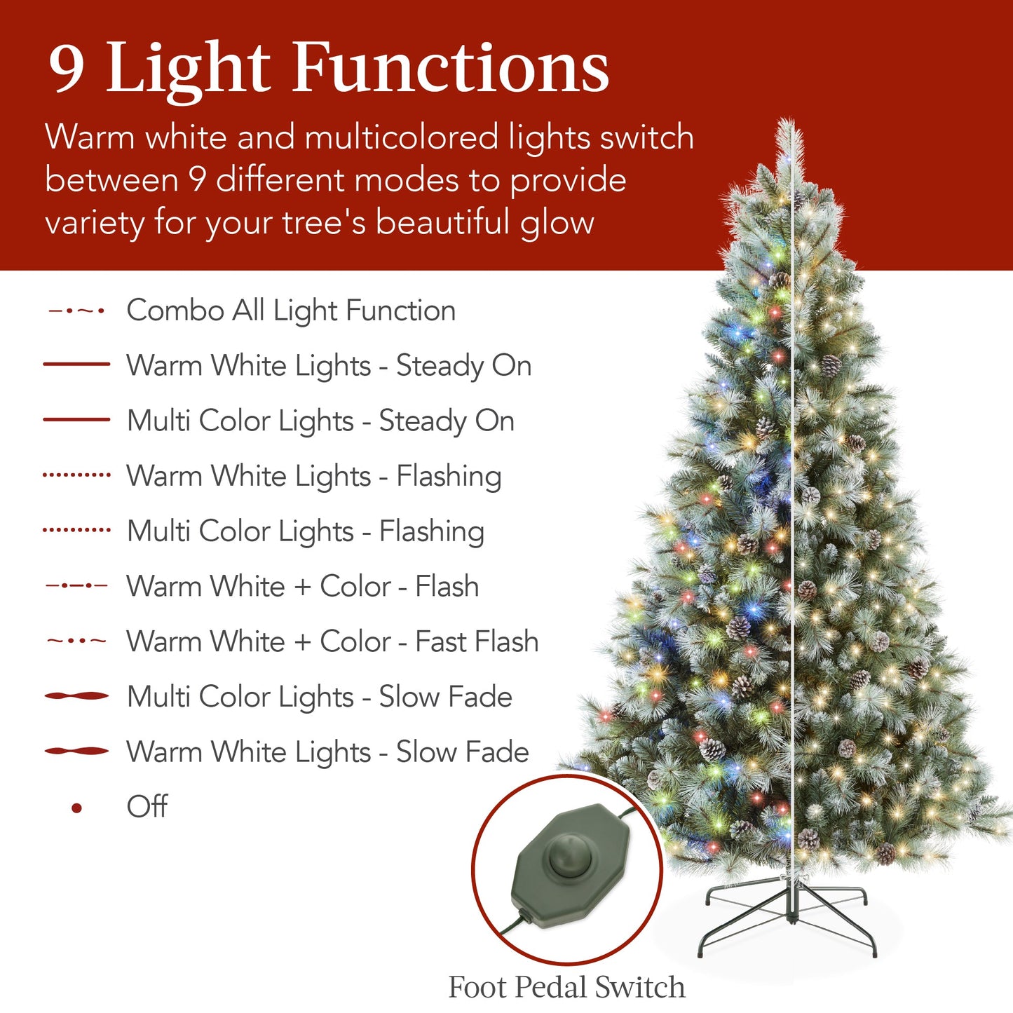 Pre-Lit Frosted Artificial Scotch Pine Christmas Tree w/ Metal Stand