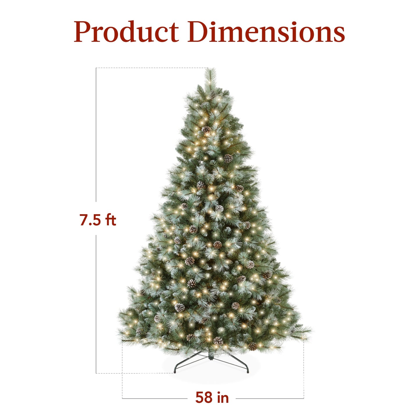 Pre-Lit Frosted Artificial Scotch Pine Christmas Tree w/ Metal Stand