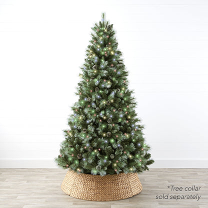 Pre-Lit Frosted Artificial Scotch Pine Christmas Tree w/ Metal Stand