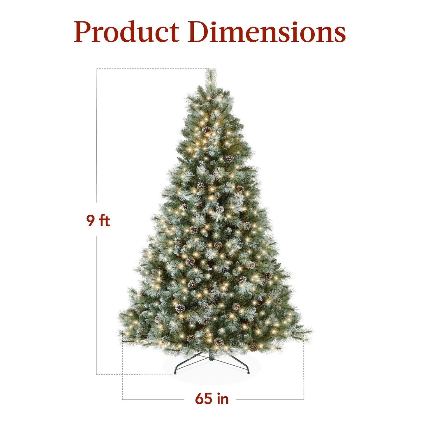 Pre-Lit Frosted Artificial Scotch Pine Christmas Tree w/ Metal Stand