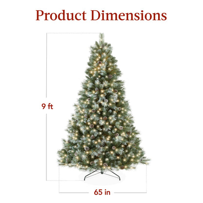 Pre-Lit Frosted Artificial Scotch Pine Christmas Tree w/ Metal Stand