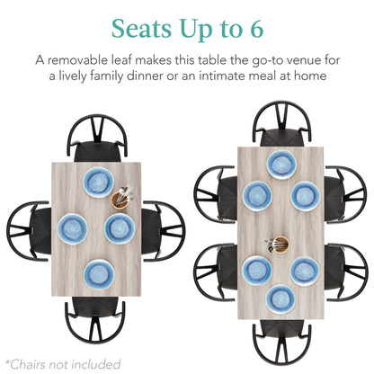 Modern Extendable Dining Table w/ Leaf Extension, 2 Locks - 47 to 63in