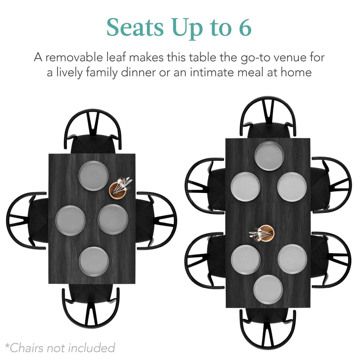 Modern Extendable Dining Table w/ Leaf Extension, 2 Locks - 47 to 63in