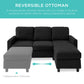 Upholstered Sectional Sofa Couch w/ Chaise Lounge, Reversible Ottoman Bench