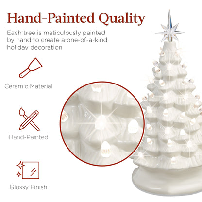 Pre-Lit Ceramic Tabletop Christmas Tree with Lights- 15in