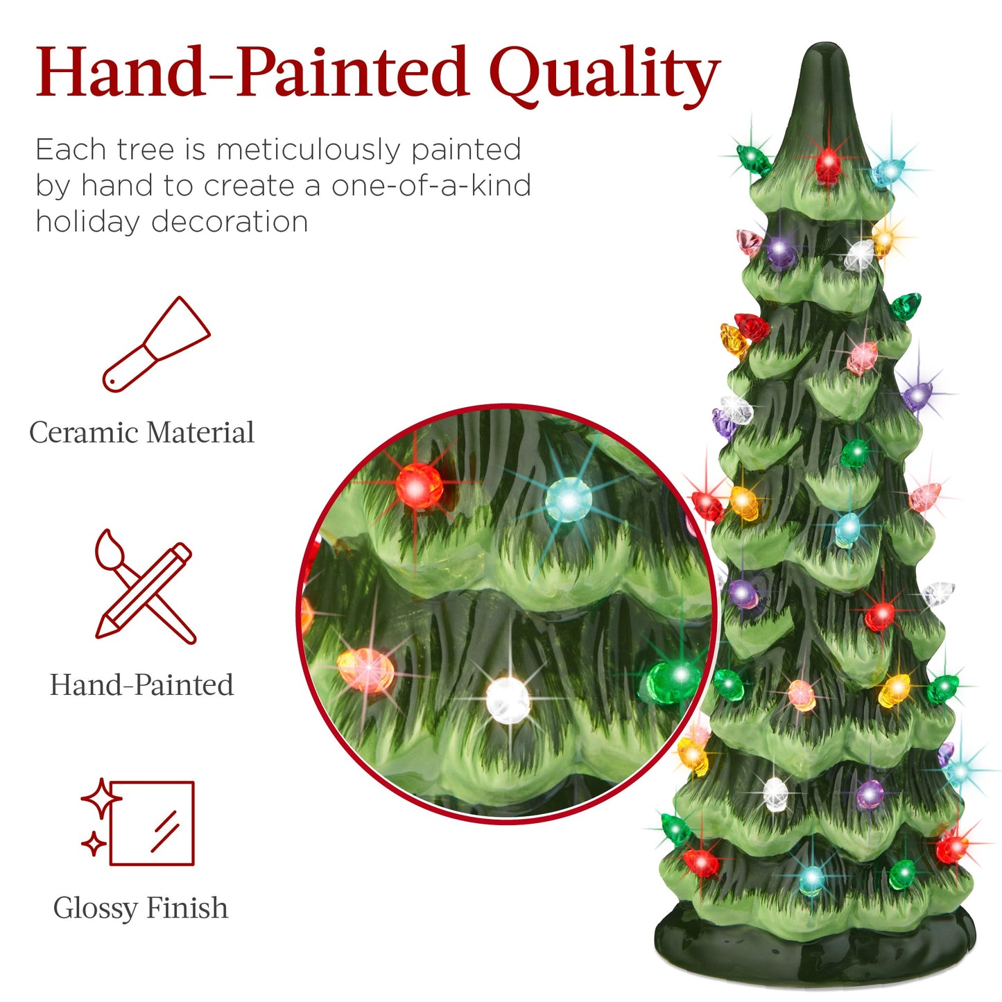 Set of 3 Pre-Lit Ceramic Tabletop Christmas Trees