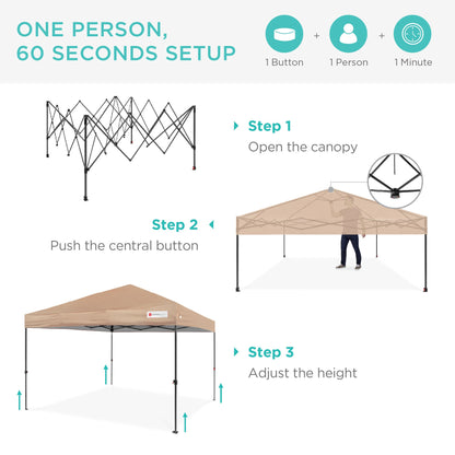 One-Person Setup Instant Pop Up Canopy w/ Wheeled Bag - 10x10ft