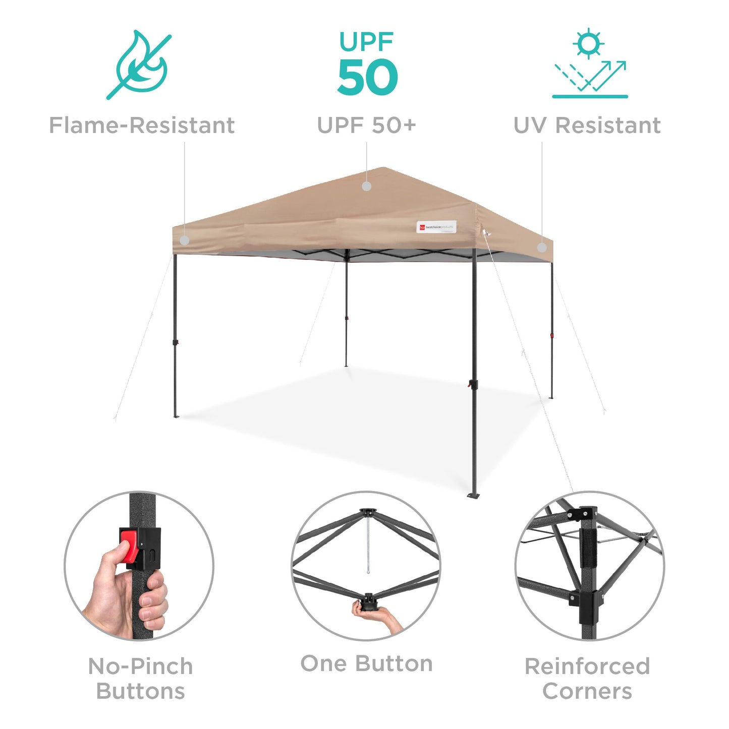 One-Person Setup Instant Pop Up Canopy w/ Wheeled Bag - 10x10ft