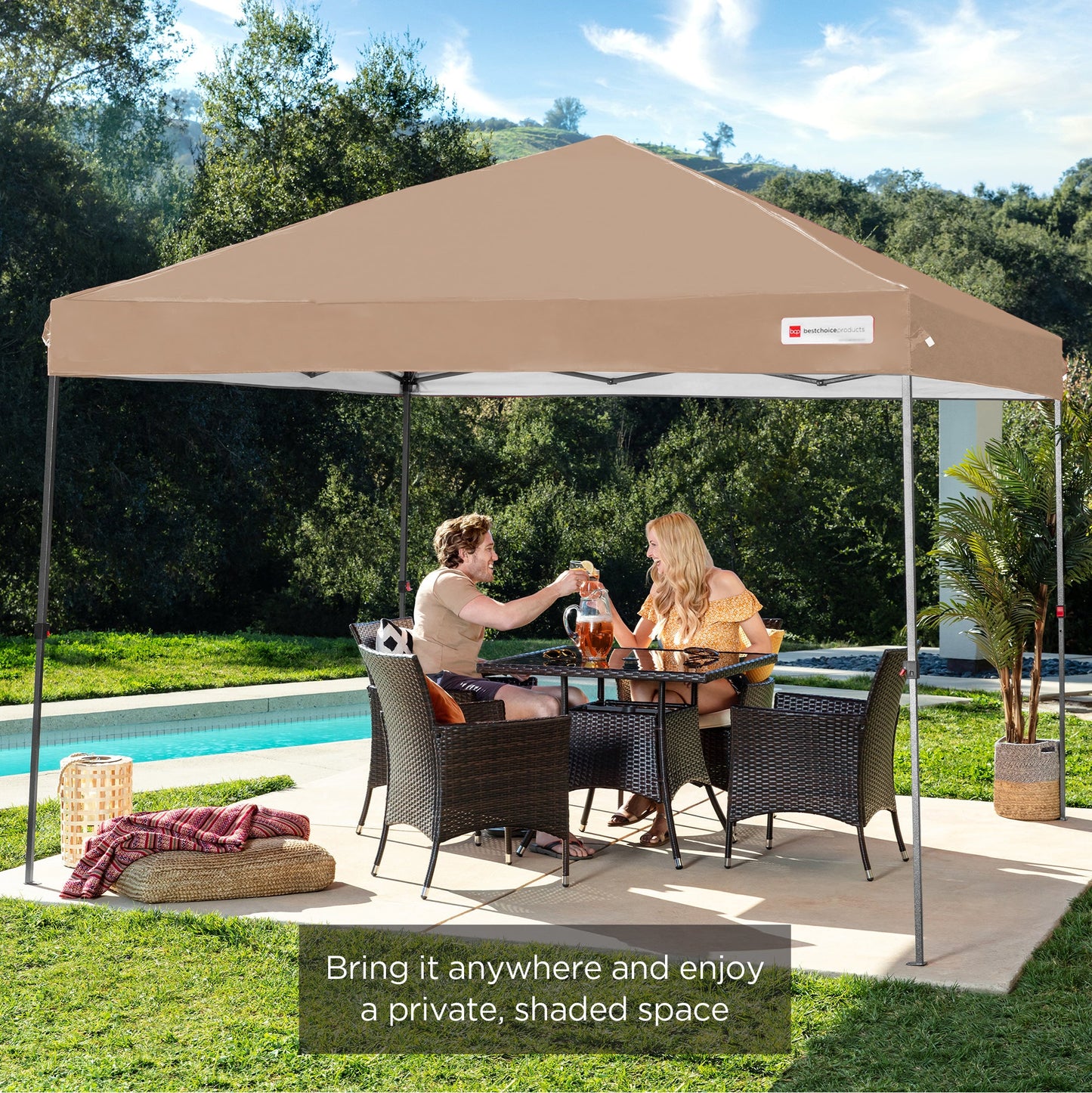 One-Person Setup Instant Pop Up Canopy w/ Wheeled Bag - 10x10ft