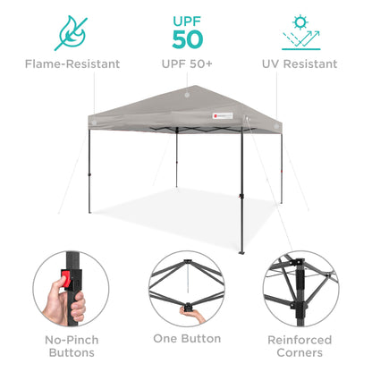 One-Person Setup Instant Pop Up Canopy w/ Wheeled Bag - 10x10ft