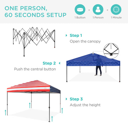 One-Person Setup Instant Pop Up Canopy w/ Wheeled Bag - 10x10ft