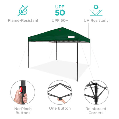 One-Person Setup Instant Pop Up Canopy w/ Wheeled Bag - 10x10ft