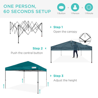 One-Person Setup Instant Pop Up Canopy w/ Wheeled Bag - 10x10ft