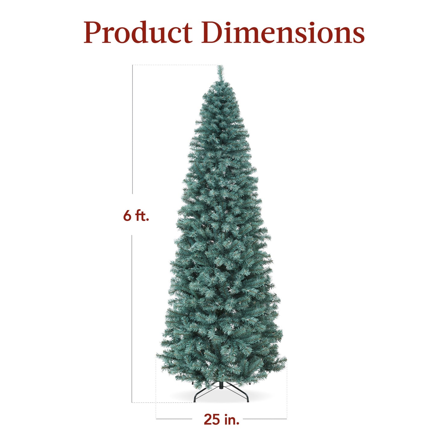 Pre-Lit Blue Spruce Pencil Christmas Tree w/ Metal Base, Incandescent Lights