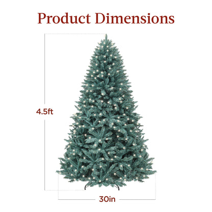 Pre-Lit Blue Spruce Christmas Tree w/ Foldable Base, Incandescent Lights