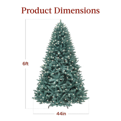 Pre-Lit Blue Spruce Christmas Tree w/ Foldable Base, Incandescent Lights