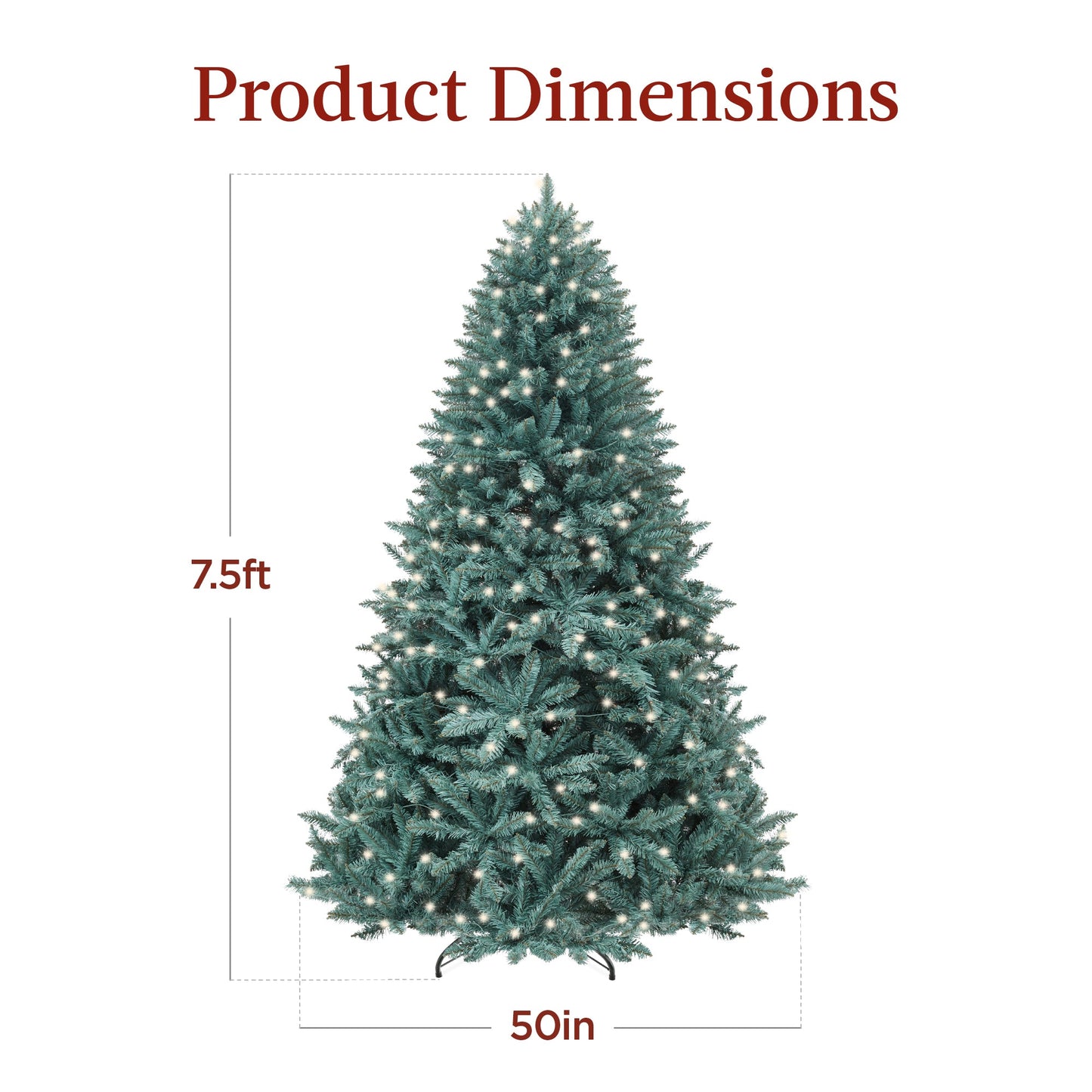 Pre-Lit Blue Spruce Christmas Tree w/ Foldable Base, Incandescent Lights