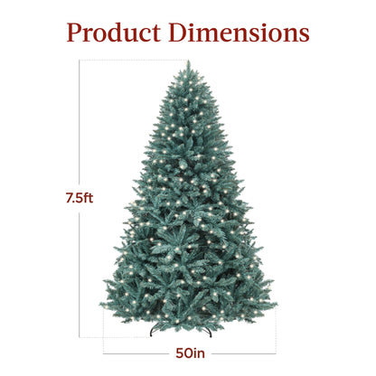 Pre-Lit Blue Spruce Christmas Tree w/ Foldable Base, Incandescent Lights