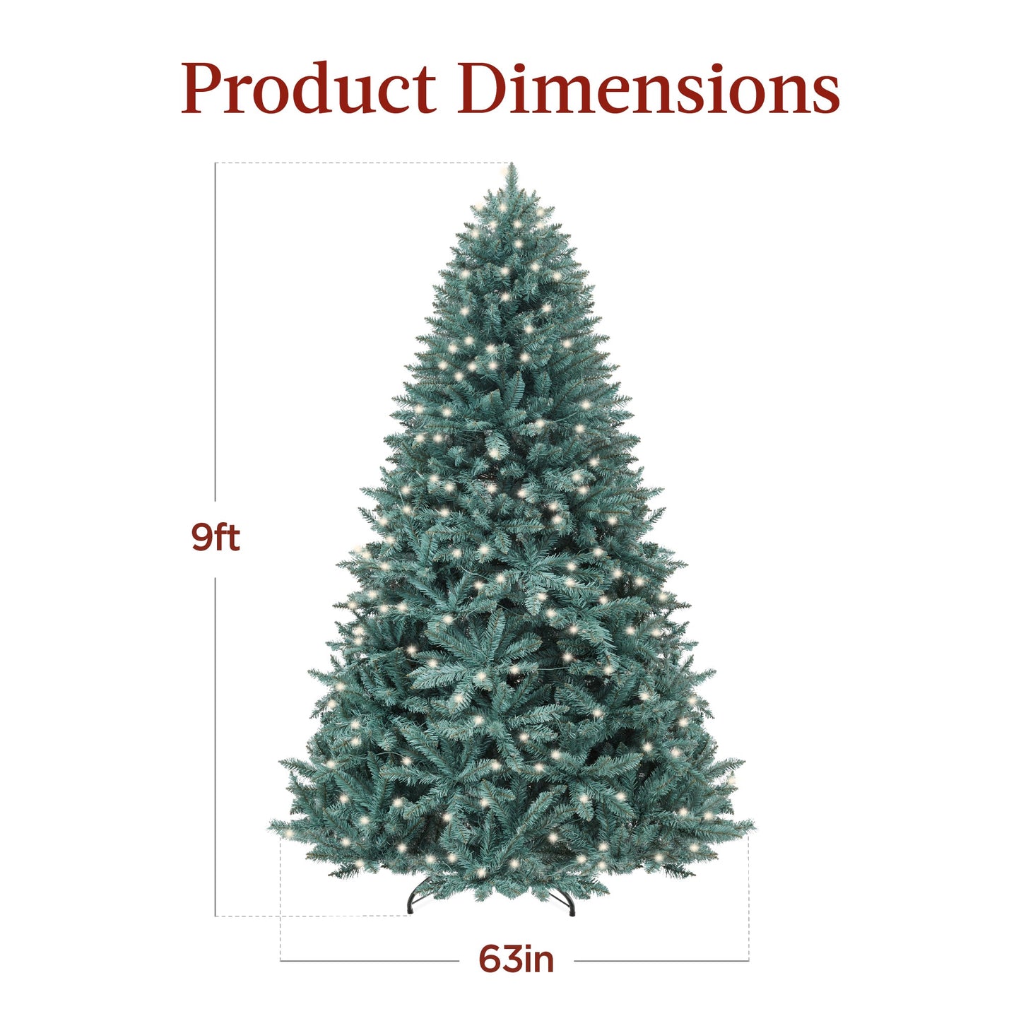 Pre-Lit Blue Spruce Christmas Tree w/ Foldable Base, Incandescent Lights