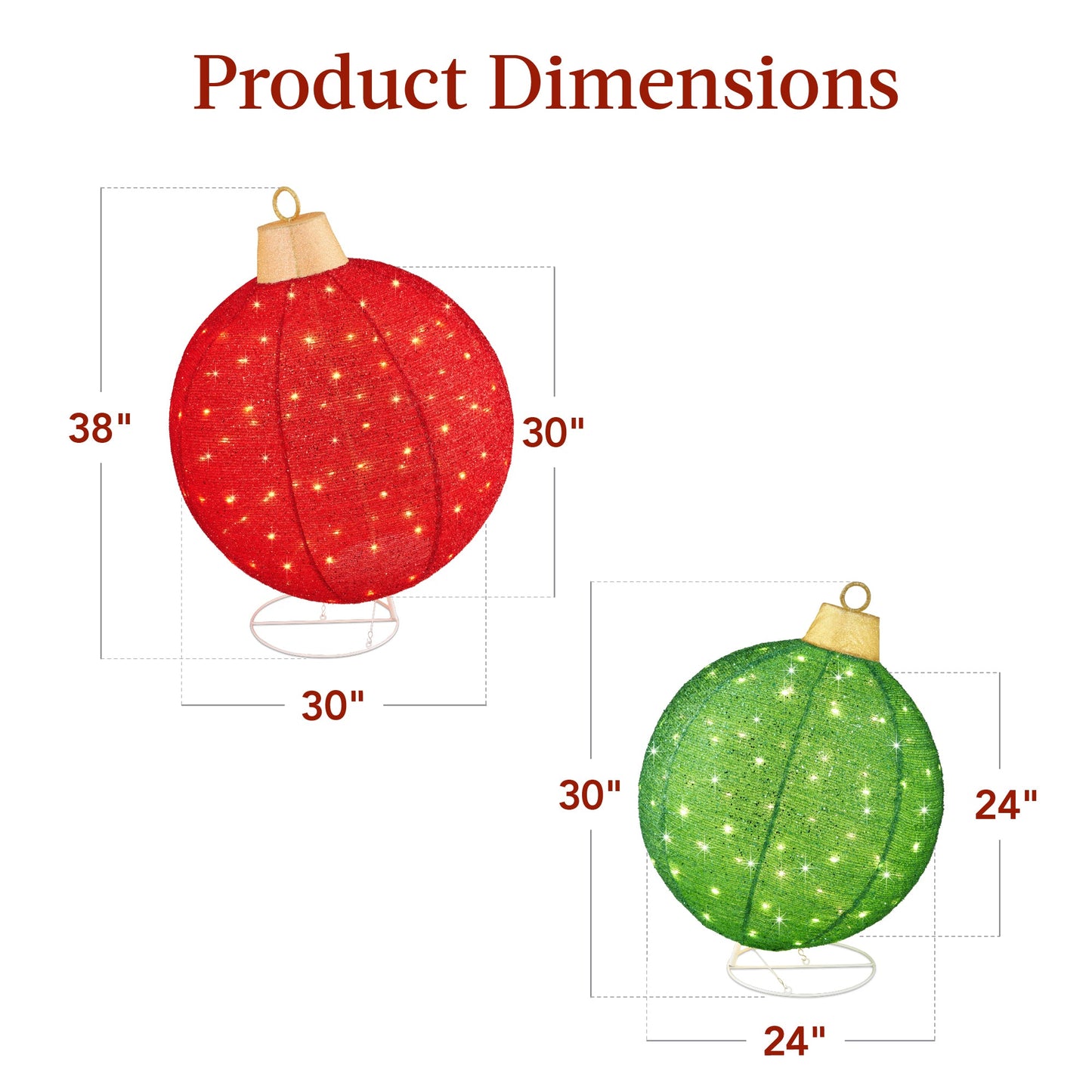 2pc Lighted Pop-Up Christmas Ornaments Decoration w/ 180 LED Lights, Stand