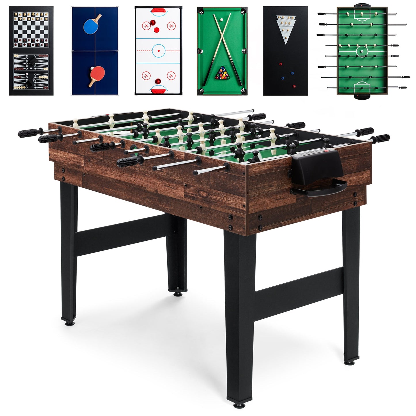 10-in-1 Combo Game Table Set w/ Pool, Foosball, Ping Pong, Chess - 2x4ft