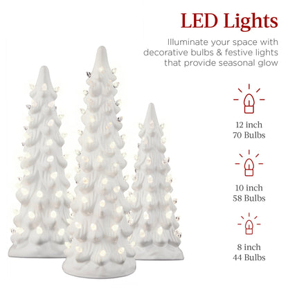 Set of 3 Pre-Lit Ceramic Tabletop Christmas Trees