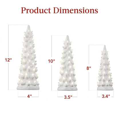 Set of 3 Pre-Lit Ceramic Tabletop Christmas Trees