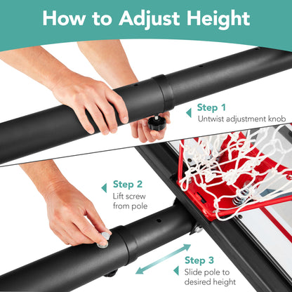 Adjustable Regulation-Size Basketball Hoop w/ Fillable Base, 2 Wheels