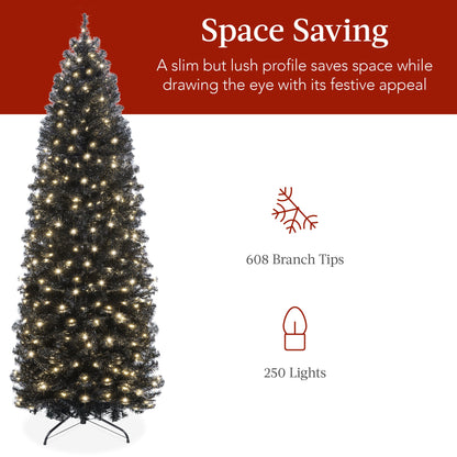 Pre-Lit Black Artificial Pencil Holiday Tree