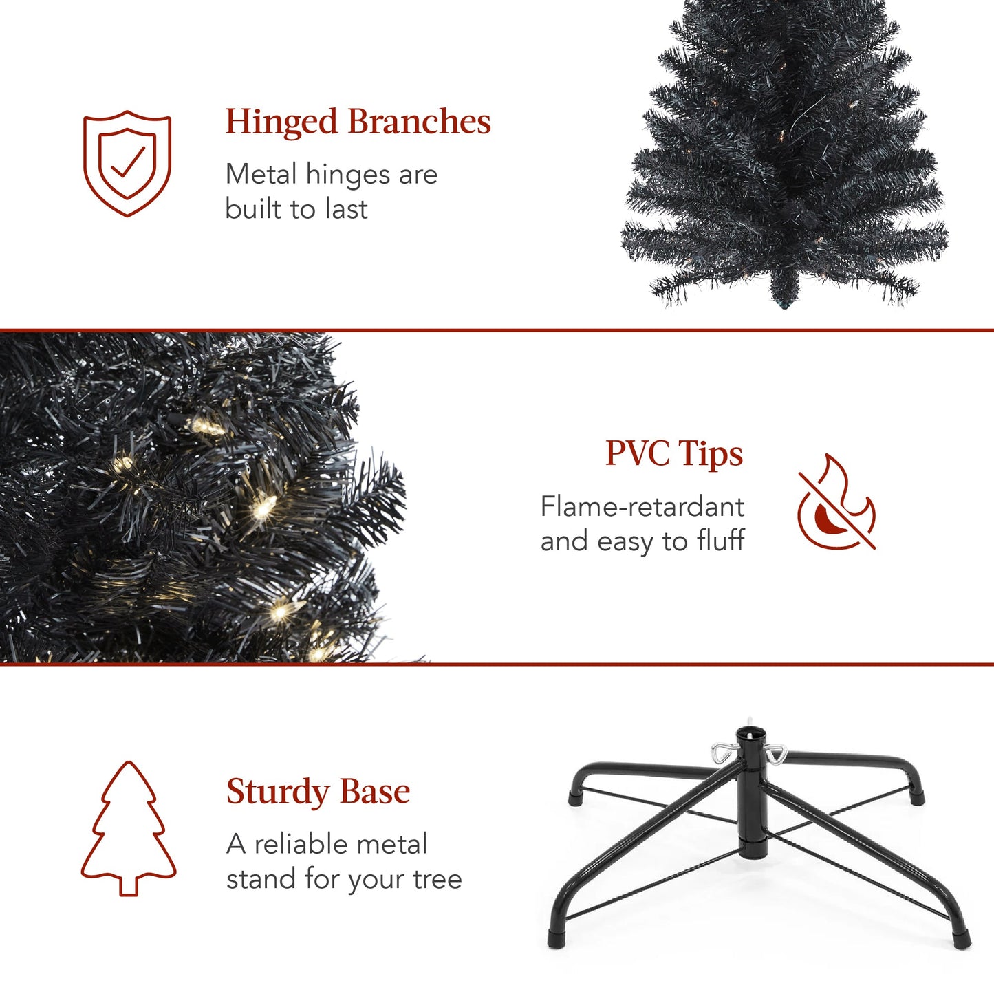 Pre-Lit Black Artificial Pencil Holiday Tree