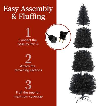 Pre-Lit Black Artificial Pencil Holiday Tree