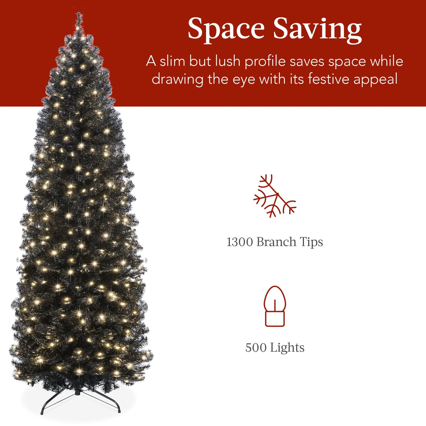 Pre-Lit Black Artificial Pencil Holiday Tree