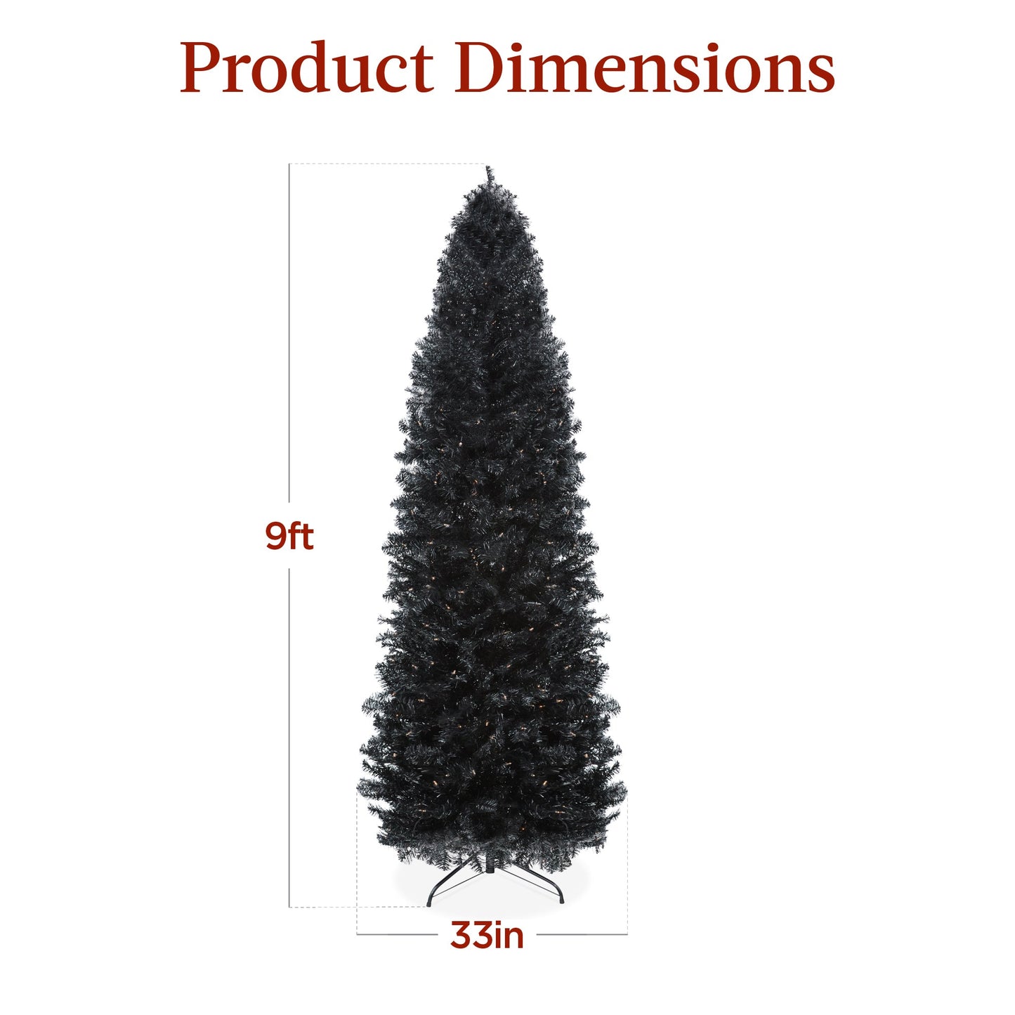 Pre-Lit Black Artificial Pencil Holiday Tree