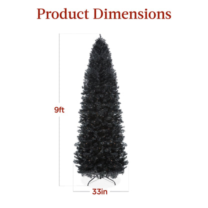 Pre-Lit Black Artificial Pencil Holiday Tree