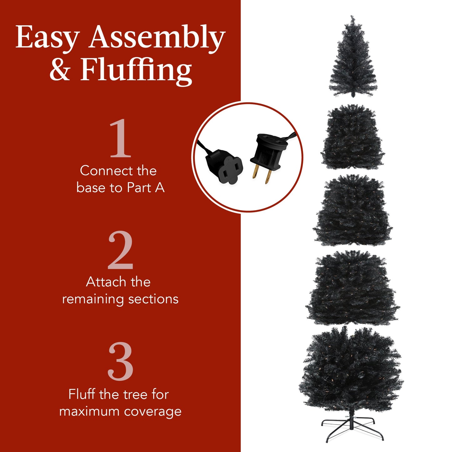 Pre-Lit Black Artificial Pencil Holiday Tree