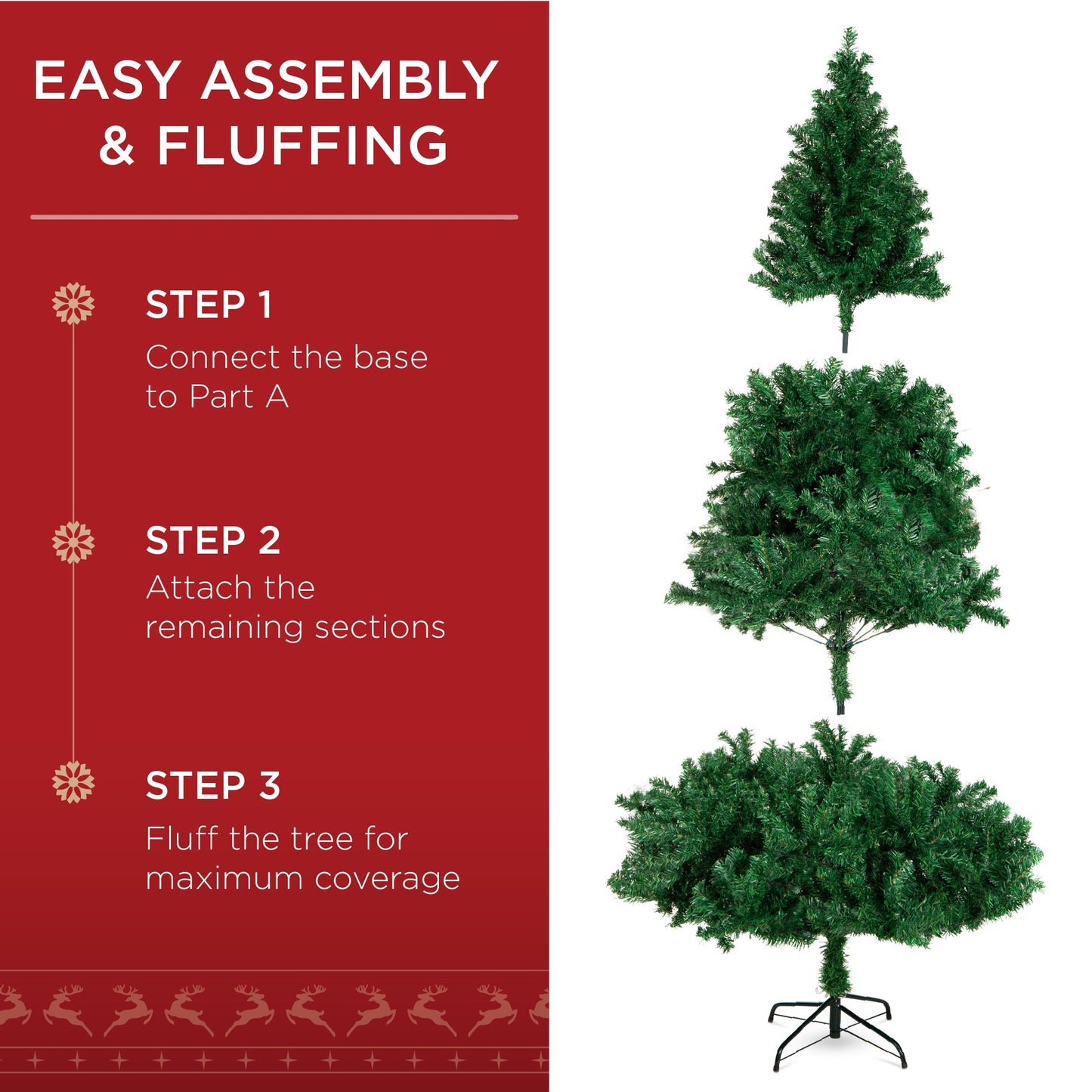 Premium Artificial Pine Christmas Tree w/ Foldable Metal Base