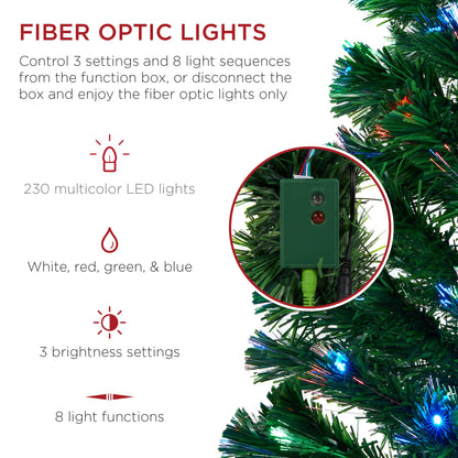 Pre-Lit Fiber Optic Pine Christmas Tree w/ Multicolor & LED Lights