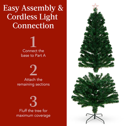 Pre-Lit Fiber Optic Pine Christmas Tree w/ Multicolor & LED Lights