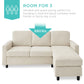 Upholstered Sectional Sofa Couch w/ Chaise Lounge, Reversible Ottoman Bench