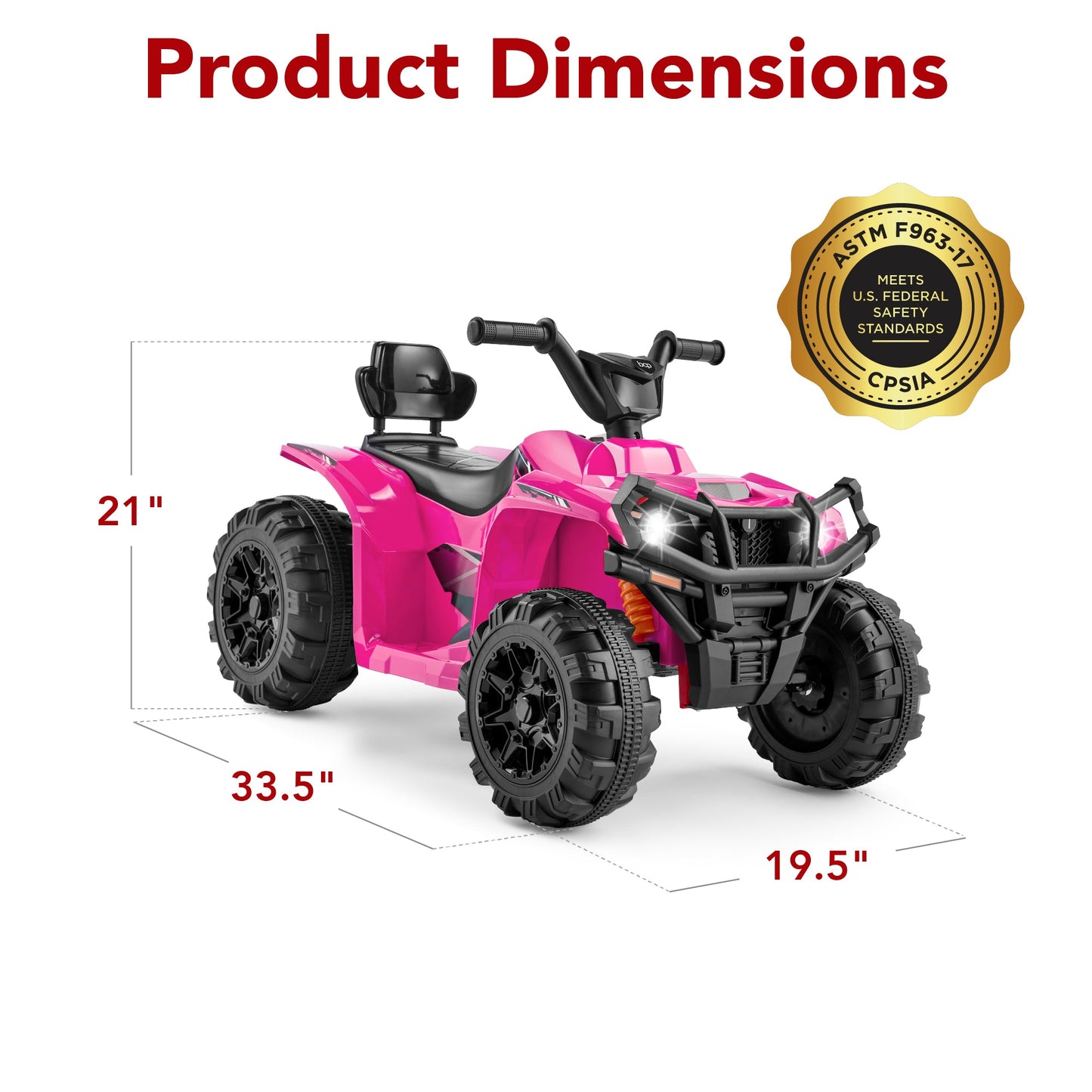 12V Kids Ride-On 4-Wheeler Quad ATV Car w/ 2.4mph Max, Bluetooth, Headlights