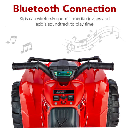 12V Kids Ride-On 4-Wheeler Quad ATV Car w/ 2.4mph Max, Bluetooth, Headlights