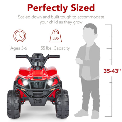 12V Kids Ride-On 4-Wheeler Quad ATV Car w/ 2.4mph Max, Bluetooth, Headlights