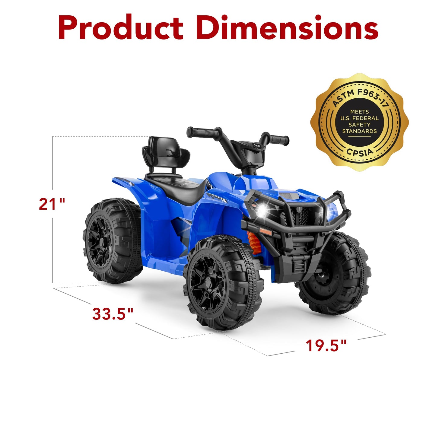 12V Kids Ride-On 4-Wheeler Quad ATV Car w/ 2.4mph Max, Bluetooth, Headlights